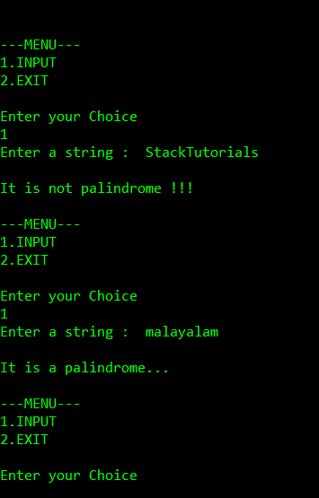 Palindrome Output
