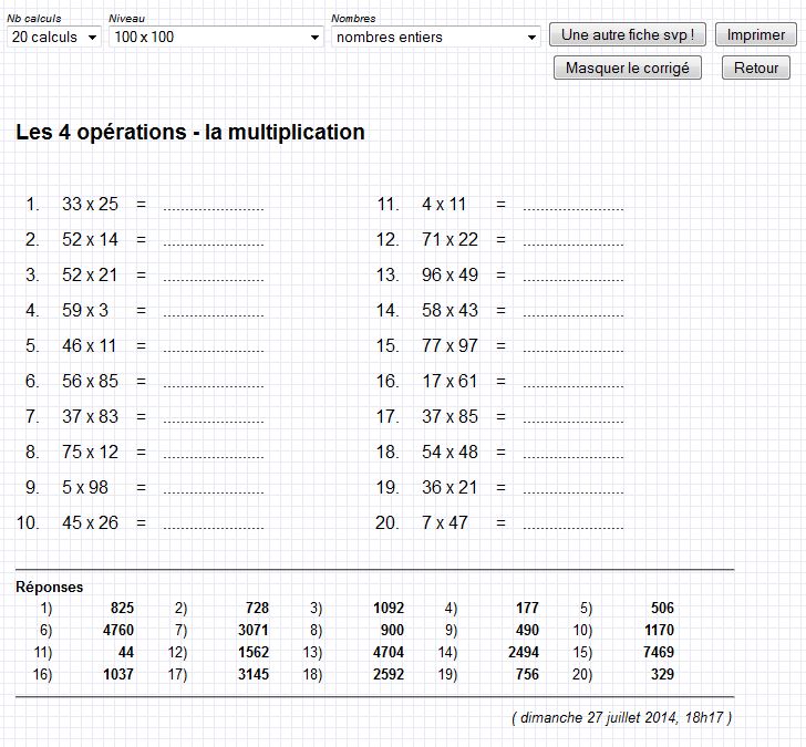 Entra nement au calcul  Gomaths ch Ressources pour l cole