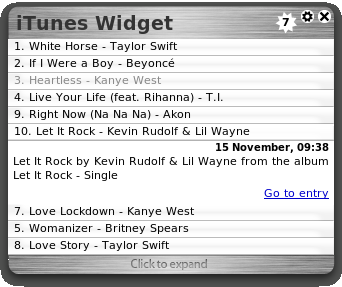 iTunes Widget Opera