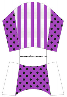 Black Polka Dots in Purple: Free Printable Fries Box. 