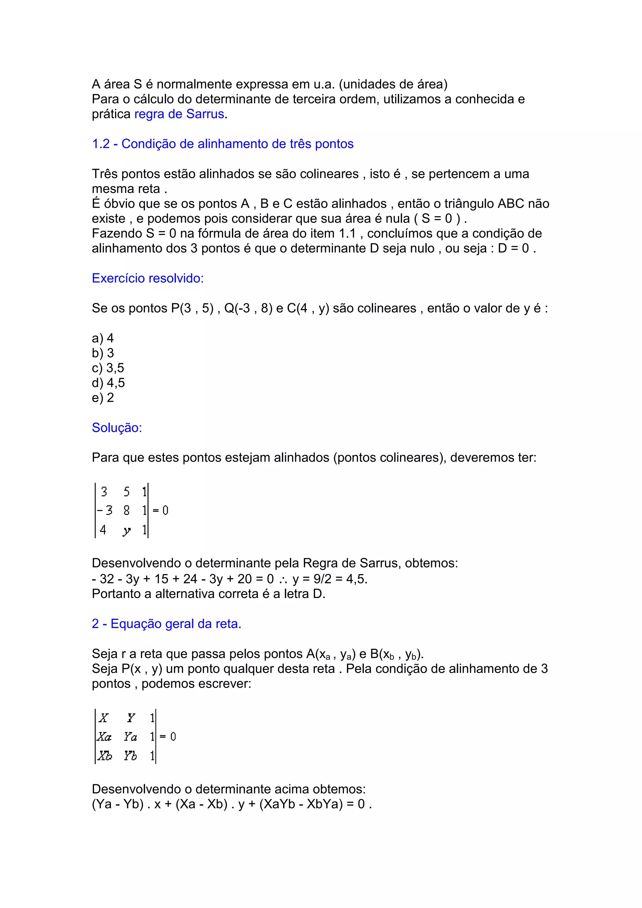 GEOMETRIA ANALÍTICA EXERCÍCIOS RESOLVIDOS