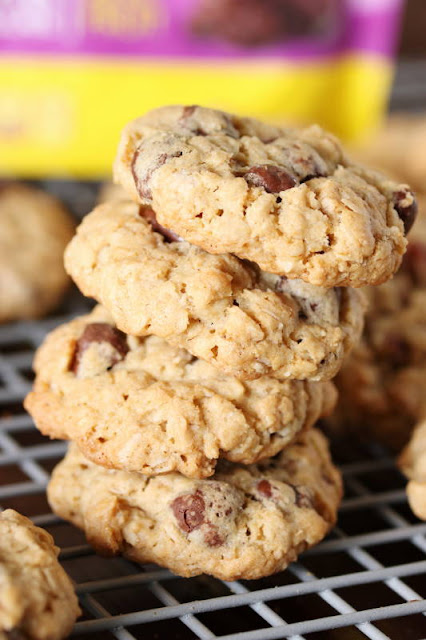 Change up those traditional oatmeal raisin cookies and make chewy Oatmeal Raisinet Cookies instead! Because when you use Raisinets, you get all the tasty chewiness of raisins with the added bonus of a little chocolate.  And can't we all use a bonus of a little chocolate?