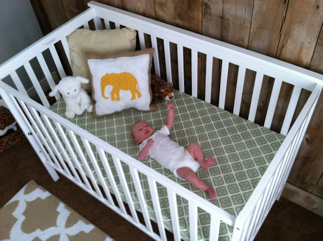 burlap pillow, elephant nursery