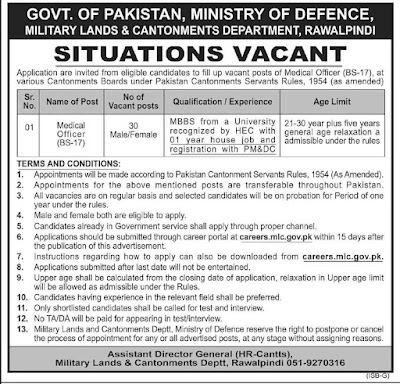 Military Lands Cantonment MLC Jobs Advertisement 2022