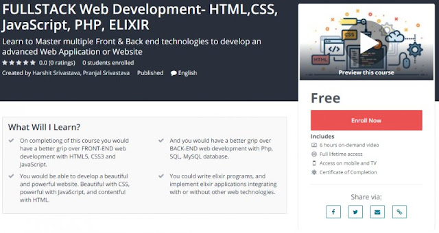 [100% Free] FULLSTACK Web Development- HTML,CSS, JavaScript, PHP, ELIXIR