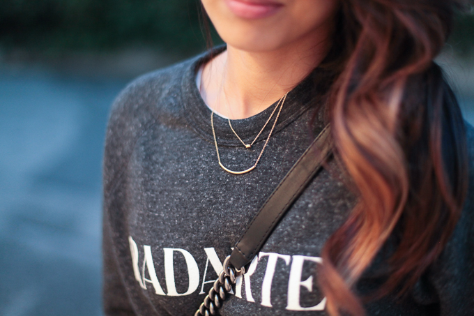 Radarte sweatshirt, Dogeared Jewelry, Chanel Boy Bag, beautybitten