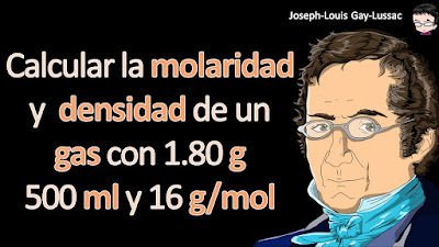 Se tiene una muestra de gas metano de 1.80 g en un cilindro de 500 ml, determinar ladensidad y la concentración molar. La masa molar del metano es 16 g/mol.