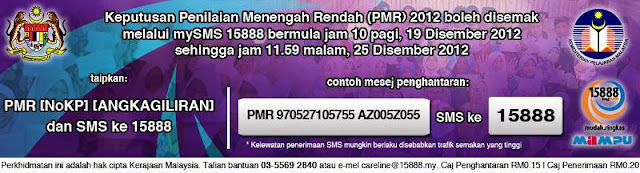 Semak Keputusan PMR 2012 Secara Online dan SMS