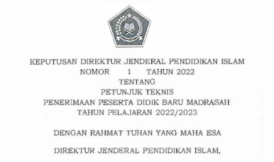 Juknis PPDB Madrasah Tahun Pelajaran 2022-2023 Terbaru