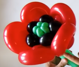 Ballonmodellage einer Mohnblume.