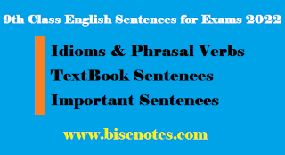 9th Class English Sentences of Textbook