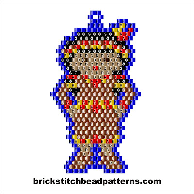 Free Thanksgiving brick stitch seed bead pattern labeled color chart