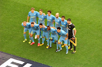 Football Club ASTANA - Astaná, Kazajistán - Temporada 2017-18 - Evgeni Postnikov, Roman Murtazayev, Yuri Logvinenko, Ivan Maevski, Marin Aničić y Nenad Erić; Srdjan Grahovac, Dmitri Shomko, Abzal Beysebekov, Patrick Twumasi y Serikzhan Muzhikov. VILLARREAL C. F. 3 (Sansone, Bakambu y Cheryshev) F. C. ASTANA 1 (Logvinenko). 14/09/2017. UEFA Europa League, fase de grupos. Villarreal, Castellón, estadio de La Cerámica.