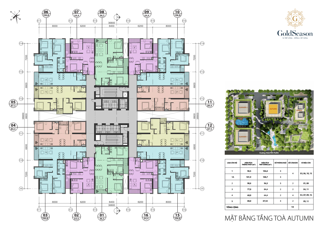 mặt bằng thiết kế căn hộ goldseason