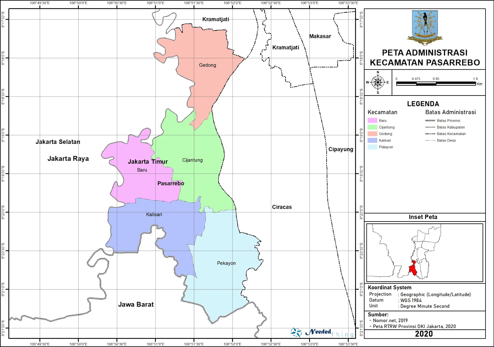 Peta Administrasi Kecamatan  Pasarrebo Kota Jakarta  Timur  