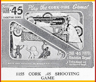 1155 Cork .45 Shooting Game; Catalogue Image; Cork .45 Pistol; Game; Game Playing Pieces; Indian Toy Figure; Lone Star; Lone Star 54mm Indians; Made in England; Native American Indian; Novelty Toy; Plastic Toy Figures; Play The Cork Fire Game; Shooting Game; Silver Gleam; Target Game; Toy Gun; Wild West;