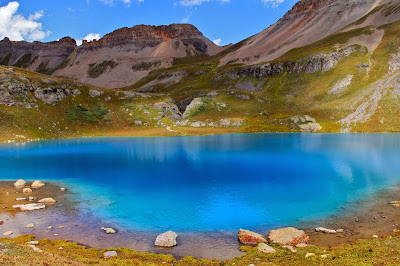 Glacier ground rock causes Ice Lake near Silverton Colorado to be so blue. 