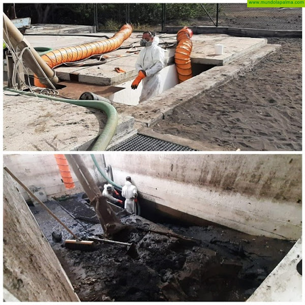 El Ayuntamiento de Los Llanos de Aridane continúa con las tareas de limpieza de ceniza en la zona de Puerto Naos