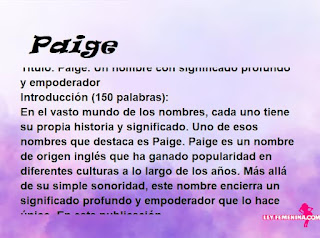 significado del nombre Paige