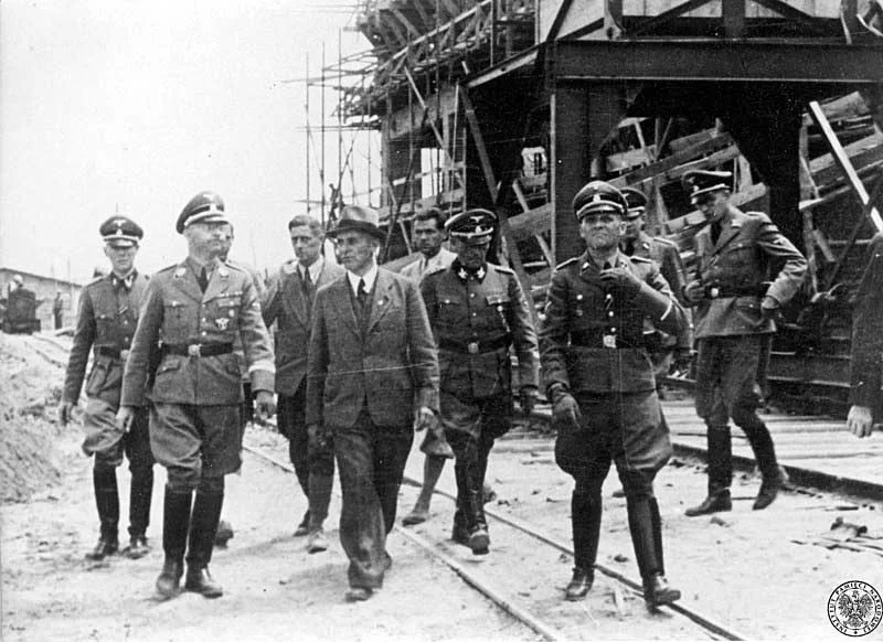 Heinrich Himmler, head of the SS, visiting the IG Farben plant