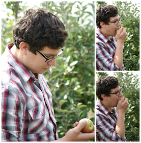 Jesse eating apples whilst Apple Picking at Biplin Springs Orchard