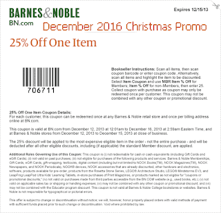 free Barnes and Noble coupons december 2016