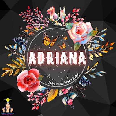 Solapín Nombre Adriana en circulo de rosas gratis