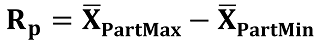 determine the range of the part averages (Rp)