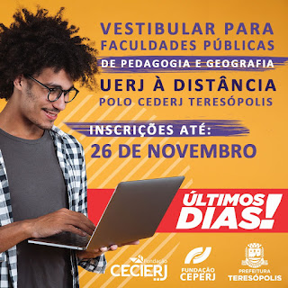 Inscrições para vestibular para faculdade pública à distância terminam nesta quinta (26)