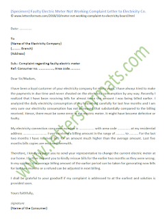 electricity meter not working complaint letter format