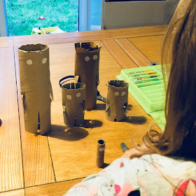 Cardboard tubes to make Stick Man and Family