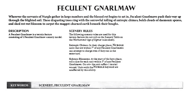 Feculent gnarlmaw rules terrain scenery maggotkin of Nurgle warscroll