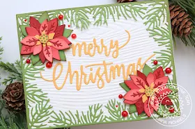 Sunny Studio Stamps: Layered Poinsettia Dies Christmas Garland Frame Dies Holiday Card by Juliana Michaels