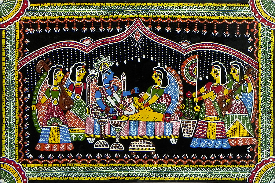 Radha Krishna Madhubani Paintings - Madhubani Art