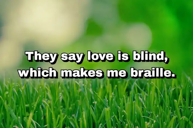 "They say love is blind, which makes me braille." ~ Behdad Sami
