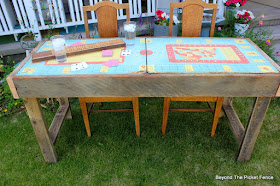 game, table, reclaimed wood, vintage, metal, rusty, beyond the picket fence, http://bec4-beyondthepicketfence.blogspot.com/2015/06/vintage-game-table.html