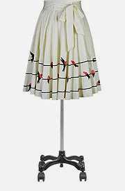 Birds eye view poplin skirt