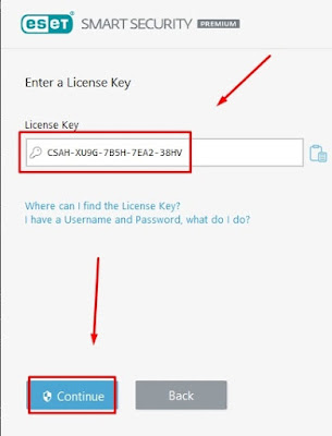 Memasukan Licensed Key ESET