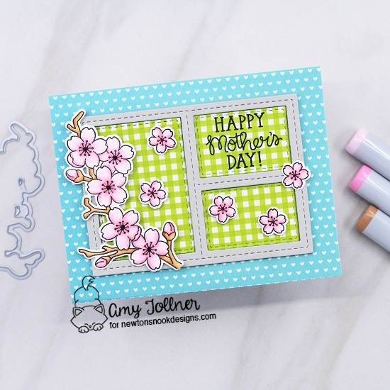 Cherry Blossoms Stamp and Die Set, Best Mom Oval, Pastel Basics Paper Pad, Frames and Tags Die Set by Newton's Nook Designs #newtonsnookdesigns #newtonsnook #nnd #handmade