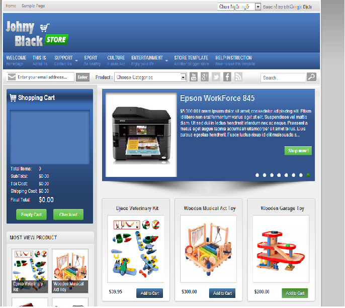 Johny Blackstore Template - Theme bán hàng cho Blogsspot