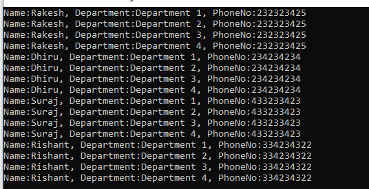 Console Output of Cross Join in LINQ Using C#.Net