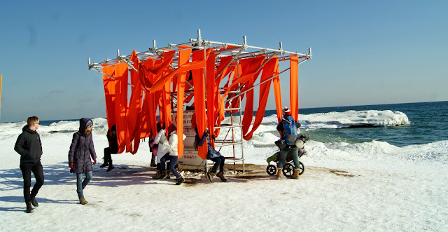 The Winter Stations Design Competition at The Beaches in Toronto, art, installations, kew, balmy, warm, culture, artmatters, snow, lake ontario, exhibit, exhibition, the purple scarf, melanie.ps, canada, lifeguard tower, slin swing, ed butler, daniel wiltshire, frances mcgeown