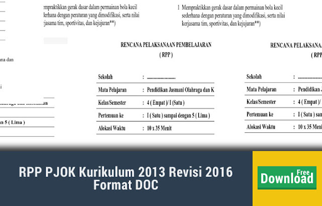 RPP PJOK Kurikulum 2013 Revisi 2016