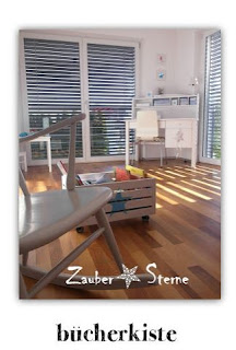 bücherkiste, kinderzimmer, harrasse mit stern, shabby harrasse, kreativblog schweiz