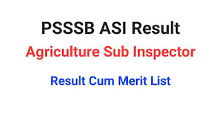 Result Cum Merit List Agriculture Sub Inspector