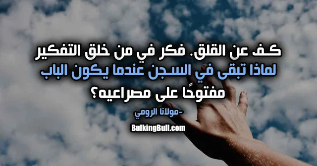 10- "كف عن القلق. فكر في من خلق التفكير، لماذا تبقى في السجن عندما يكون الباب مفتوحًا على مصراعيه؟" - مولانا الرومي