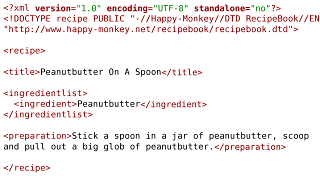 Bir RecipeBook örneği. RecipeBook, yemek tarifleri için oluşturulmuş basit XML tabanlı bir işaretleme dili