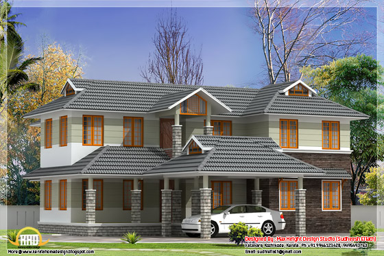 2500 square feet sloping roof house