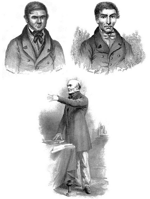 Портреты Уильяма Берка и Уильяма около 1829 года и доктора Роберта Нокса около 1860-х годов