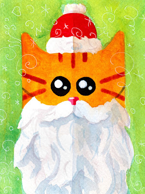 christmas, red cat, santa